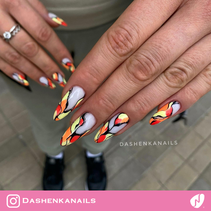 Abstract Long Almond Nails